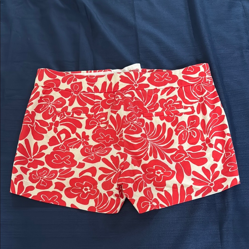 J. Crew Red Floral High Waist Women's Shorts - Picture 4 of 4